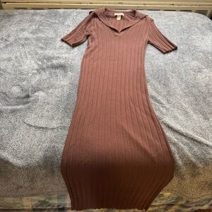 H&M Brown Ribbed Knit Dress